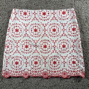 LOFT Embroidered Eyelet Scalloped Hem Mini Skirt Size 10 office preppy business